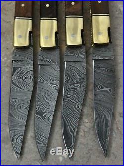 Hand Made Damascus Steel French Laguiole Style Pocket Folding Knife Set