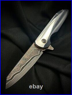 Hand Made Liner Lock Damascus Folding Knife