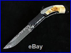 Hand forged Damascus Custom Folding knife by CSABA VOJKO