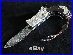 Hand forged Damascus Custom Folding knife by CSABA VOJKO. 100% AMAZING