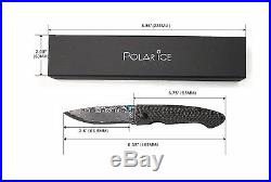 Hand made Damascus Blade Folding Knife 2.75 Carbon Fiber Handle, E, 6102CFO-12D