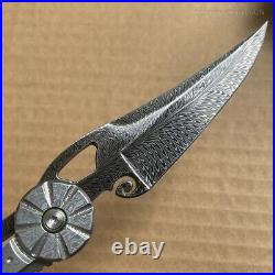 Handmade Collectible Feather Knife luxury Damascus Pocket Knife Ball Bearing