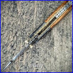 Handmade Damascus Blade Pocket (Folding) Knife With Walnut Wood Handle