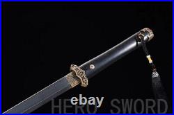 Handmade Damascus Folded Steel Chinese Sword Tang Dao Combat Ready Asia Knife