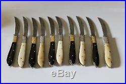 Handmade Damascus Folding Knife 10 Pcs Lot For Sale With Leather Covers