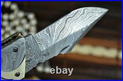 Handmade Damascus Folding Knife Amazing Design By Perkin Knives
