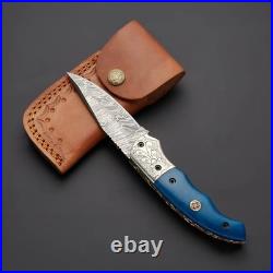 Handmade Damascus, Folding Knife, Hunting Knife, Camping Knife, Pocket Knife