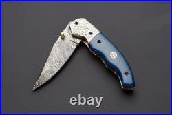 Handmade Damascus, Folding Knife, Hunting Knife, Camping Knife, Pocket Knife