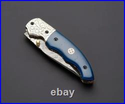 Handmade Damascus, Folding Knife, Hunting Knife, Camping Knife, Pocket Knife