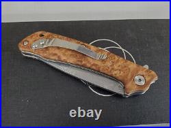 Handmade Damascus Folding Pocket Knife Liner Lock Stabilized Maple Burl Handle