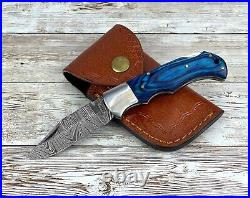 Handmade Damascus Folding Pocket Knife With Small Defects 6.5 (See Description)