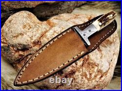 Handmade Damascus Hunting Knife Fixed Blade Bowie Knife Stag Horn Handle C