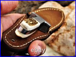 Handmade Damascus Hunting Knife Fixed Blade Bowie Knife Stag Horn Handle C