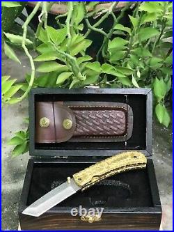 Handmade Damascus Hunting Tactical Outdoor Folding Knife Pocket Gift for Father