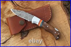 Handmade Damascus Pocket Knife Rose Wood Handle Folding Knife Gift For Men Women