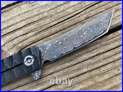 Handmade Damascus Steel EDC Pocket Folding Tactical Knife Stainless Steel Handle