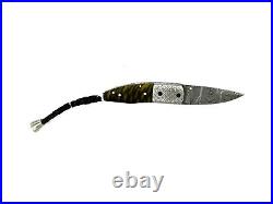 Handmade Damascus Steel Folding Blade Knife(Pinecone Resin Handle)