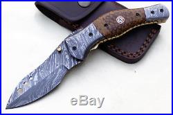 Handmade Damascus Steel Folding Pocket Knife Liner Lock G10 Handle VK0067