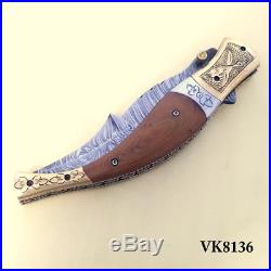 Handmade Damascus Steel Folding Pocket Knife Liner Lock VK8136