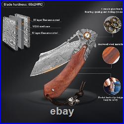 Handmade Damascus Steel Knife 3.5 Blade Outdoor Tactical Pocket Folding Sheath