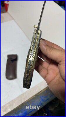 Handmade Damascus Steel LOCKBACK Folding Pocket Knife Buffalo Horn Handle