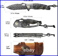 Handmade Damascus Steel Pocket Folding EDC Knife For Outdoor Adventure & Travel
