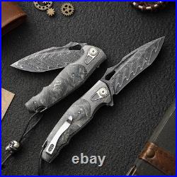Handmade Damascus Steel Pocket Folding EDC Knife For Outdoor Adventure & Travel