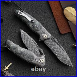 Handmade Damascus Steel Pocket Folding EDC Knife For Outdoor Adventure & Travel