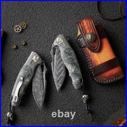 Handmade Damascus Steel Pocket Folding EDC Knife For Outdoor Adventure & Travel