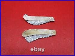 Handmade Damascus Steel Pocket Folding Knife Camel Bone Handle 2 Piece K 309
