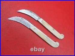 Handmade Damascus Steel Pocket Folding Knife Camel Bone Handle 2 Piece K 382