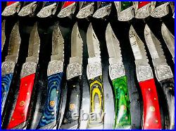 Handmade Damascus Steel folding knives Lott Of 20 Folding Knives