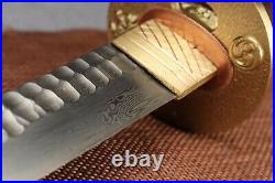 Handmade Forged Damascus Folded Steel Japanese Samurai Katana Tanto Knife Sharp