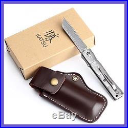 Handmade Full Damascus Steel Bamboo Style Japanese Razor Pocket Folding Knife W