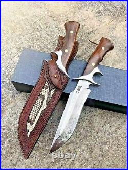 Handmade Hunting Knife VG10 Damascus Steel Folded Layers Fixed Blade Wood Handle
