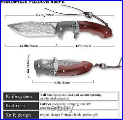 Handmade Japanese Folding Knife Knives VG10 Damascus Steel Tactical Wood Handle