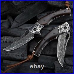 Handmade Japanese Folding Knife VG10 Damascus Steel Hunting Outdoor Camping Nife