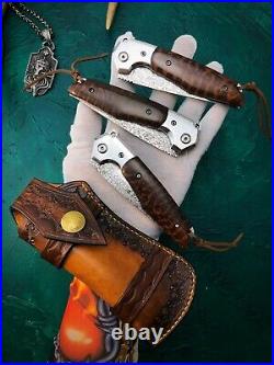 Handmade Japanese Vg10 Damascus Folding Knife Rescue Tool Snakewood Ball Bearing