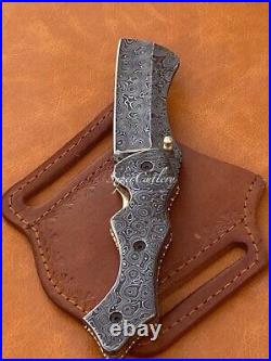 Handmade Solid Full Damascus Steel Best Folding Knife Premium Knives Us Sale Fol