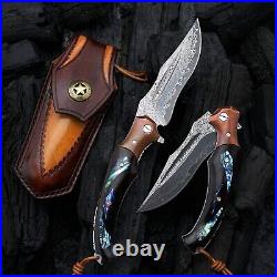 Handmade Vg 10 Damascus Steel Folding Knife Outdoor Hunting Gift Knife