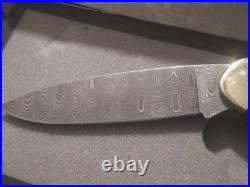Handmade damascus steel folding lock knife