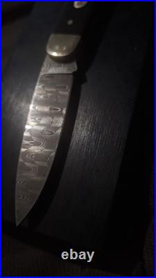 Handmade damascus steel folding lock knife