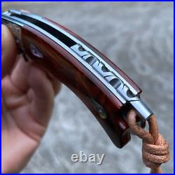 Handmade knife Japanese VG10 Damascus Steel Folding Knife, Rosewood Liner Lock