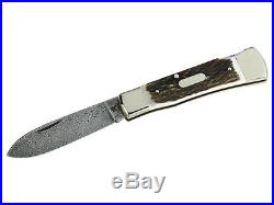 Hartkopf German Handmade 300 Layers Damascus Pocket Folding Knife / Stag Horn