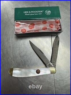 Hen and Rooster Mother of Pearl Folder Pocket Knife HR412MOPDM DAMASCUS