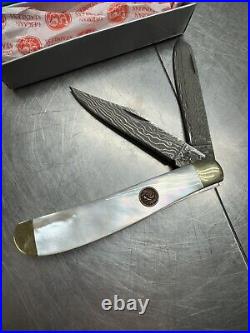 Hen and Rooster Mother of Pearl Folder Pocket Knife HR412MOPDM DAMASCUS