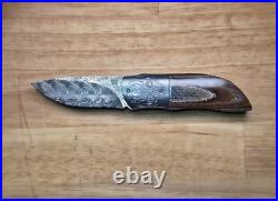 Hennie du Plessis Front flipper Folding Knife, Zirconium, Micarta, Damascus