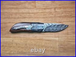 Hennie du Plessis Front flipper Folding Knife, Zirconium, Micarta, Damascus