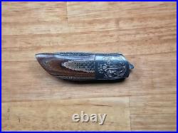 Hennie du Plessis Front flipper Folding Knife, Zirconium, Micarta, Damascus