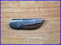 Hennie du Plessis Front flipper Folding Knife, Zirconium, Micarta, Damascus